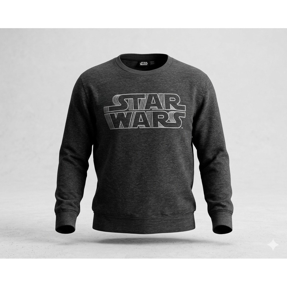 Star Wars Logo Lightweight Dark Gray Long Sleeve Sweatshirt. Size M